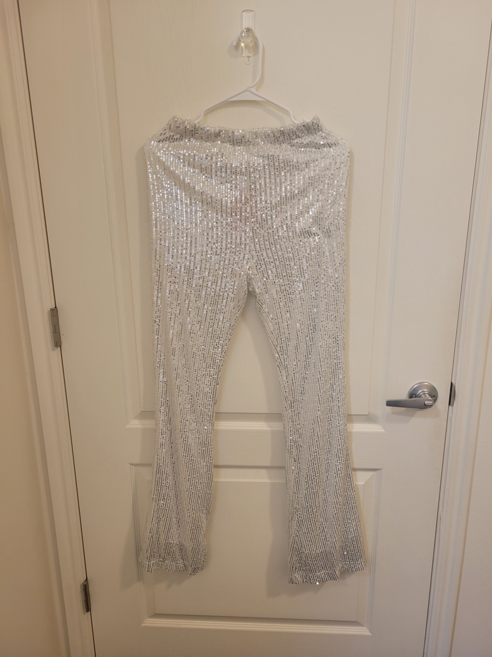 Silver Sequin Flare Pants